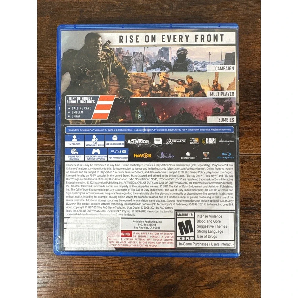 Call of Duty Vanguard Sony PlayStation 4 PS4 Activision‎ 2021 WWII FPS Game Disc